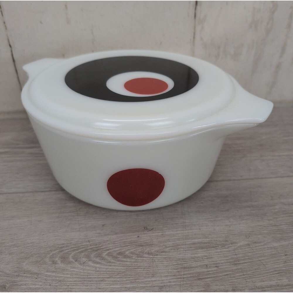 70's Vintage Pyrex Moon Deco Casserole Dish 475 2.5 Qt White W/ Matching LID